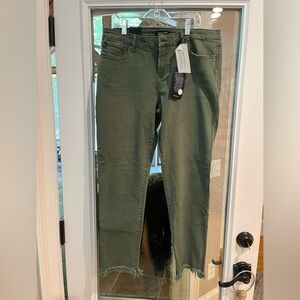 NWT Dear John sage green fringe edge jeans.
